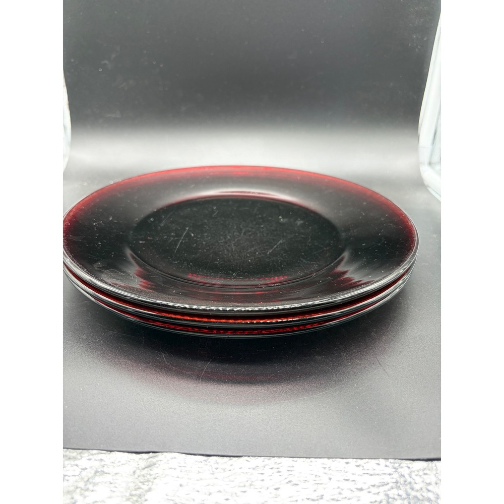 Vintage Anchor Hocking Ruby Red Diner Plates 9" Set Of 3